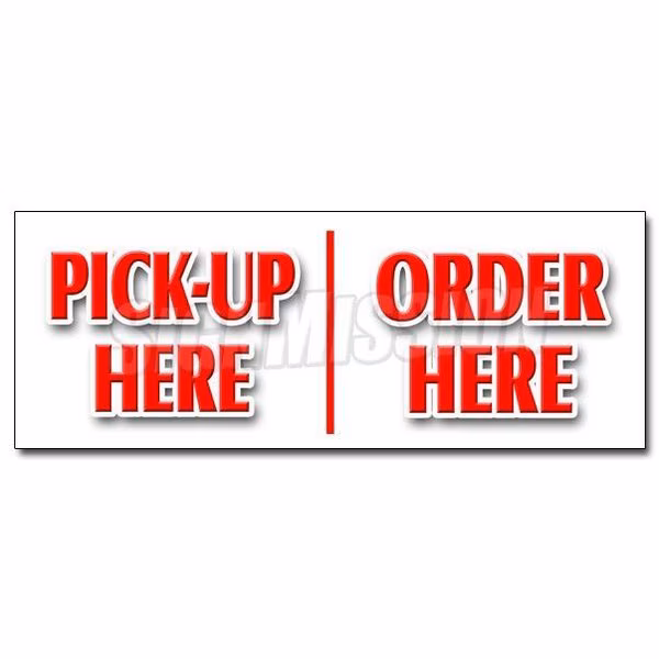 PICK-UP HERE ORDER HEREsticker hamburger pizza french fry ice cream, D-24 Pickup Here Order Here